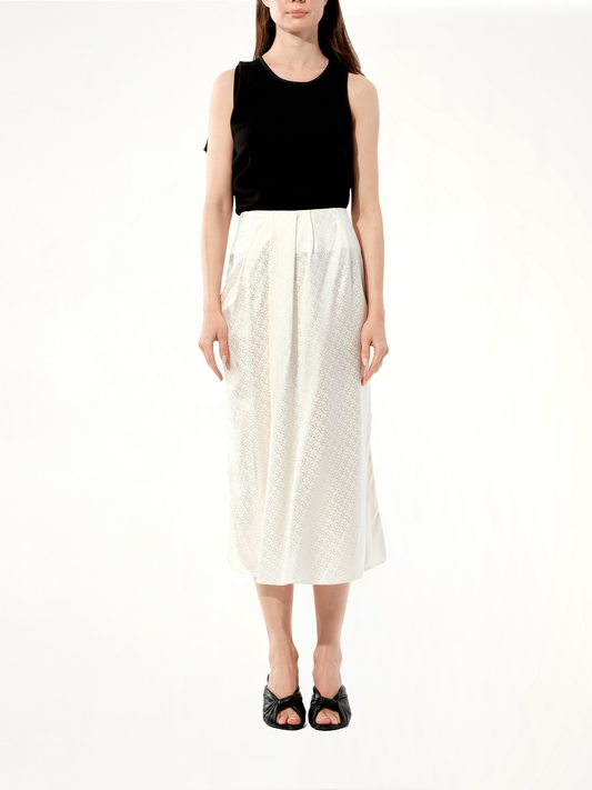 Mix Satin Skirt in White
