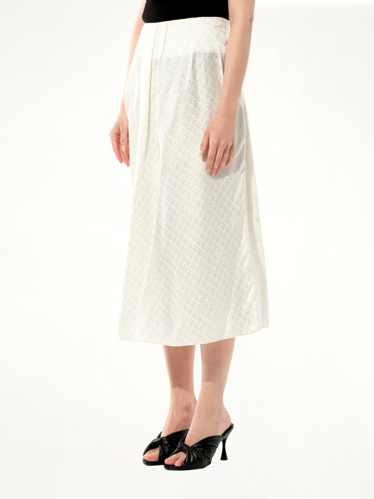 Mix Satin Skirt in White