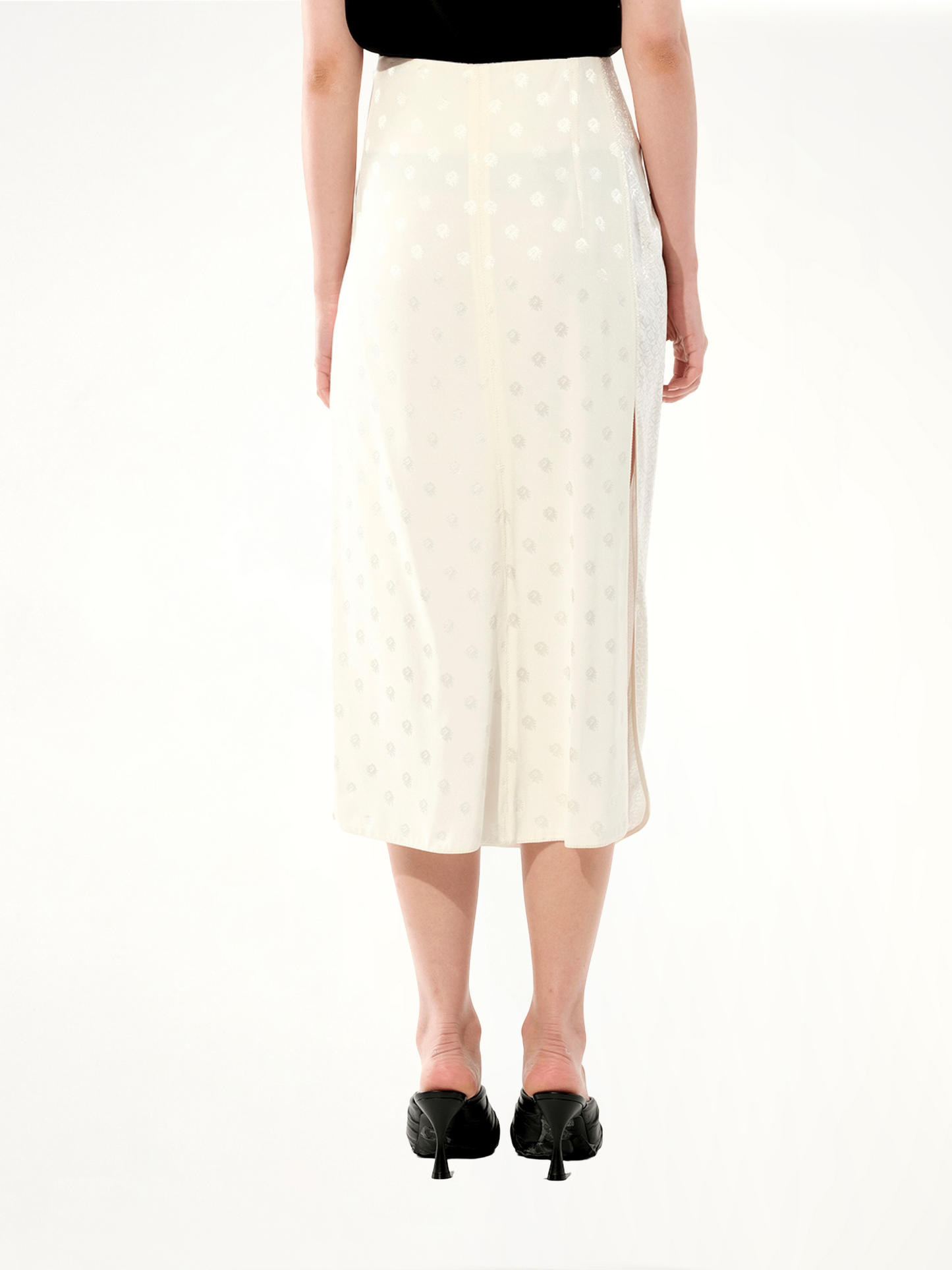 Mix Satin Skirt in White