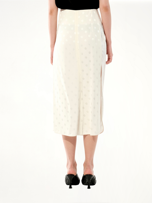 Mix Satin Skirt in White