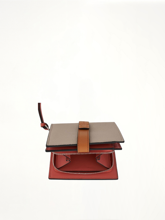 Compact Zip Wallet in Soft Grained Calfskin in Light Oat