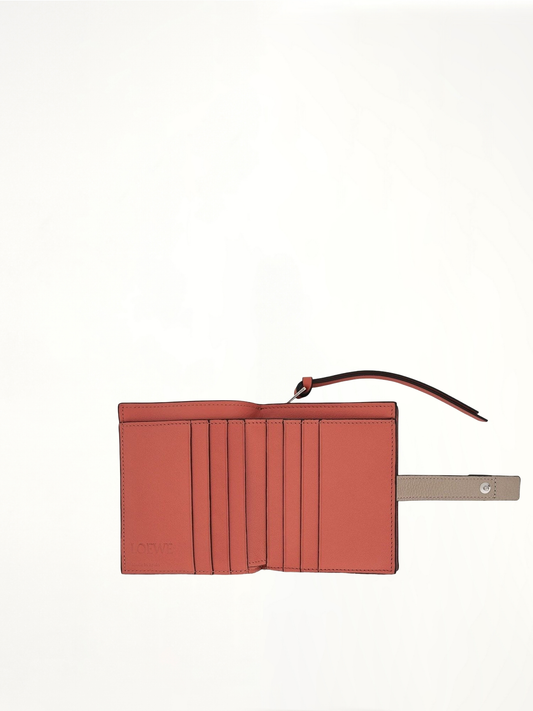 Compact Zip Wallet in Soft Grained Calfskin in Light Oat