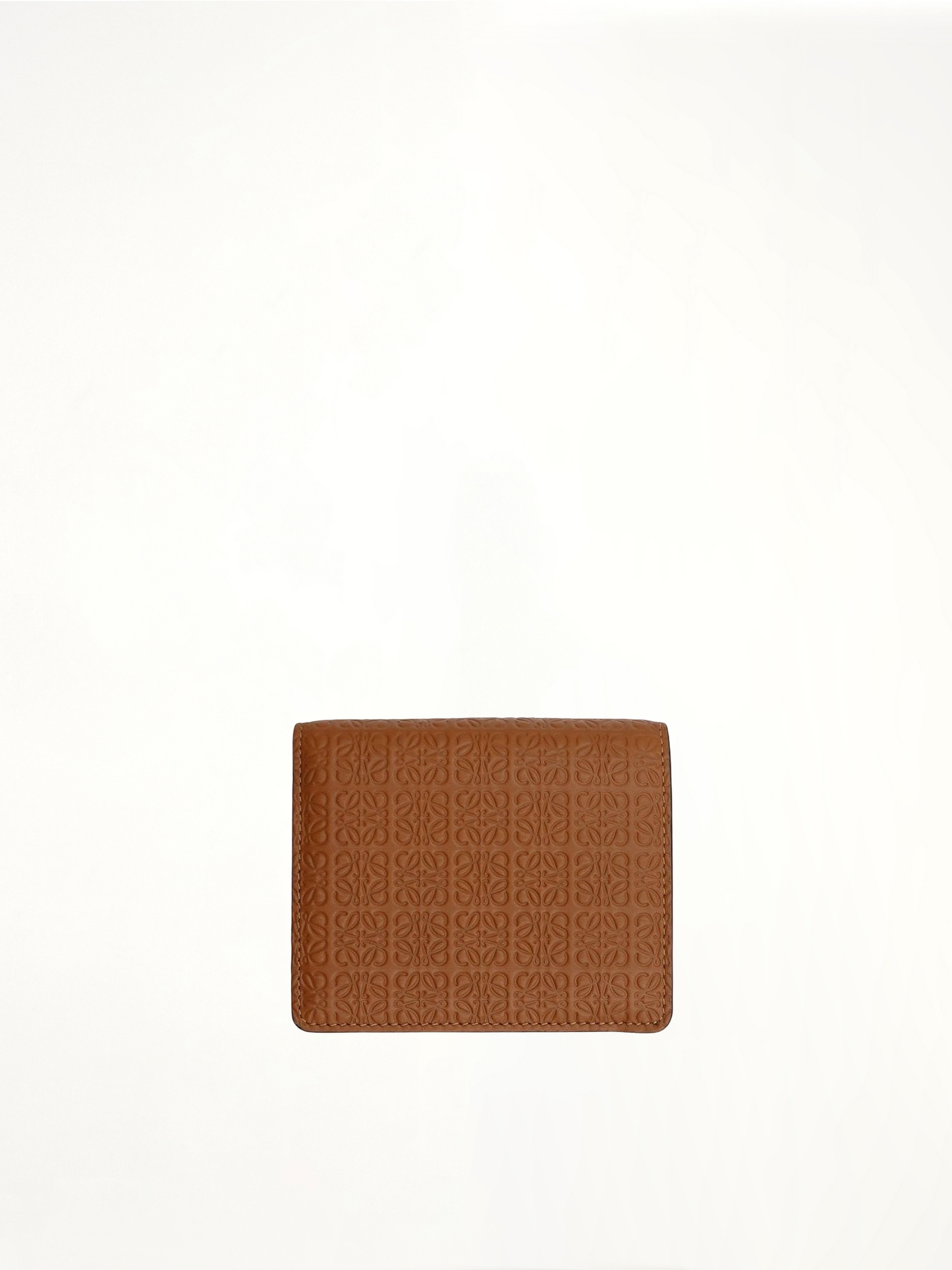 Repeat Compact Zip Wallet in Embossed Calfskin in Tan