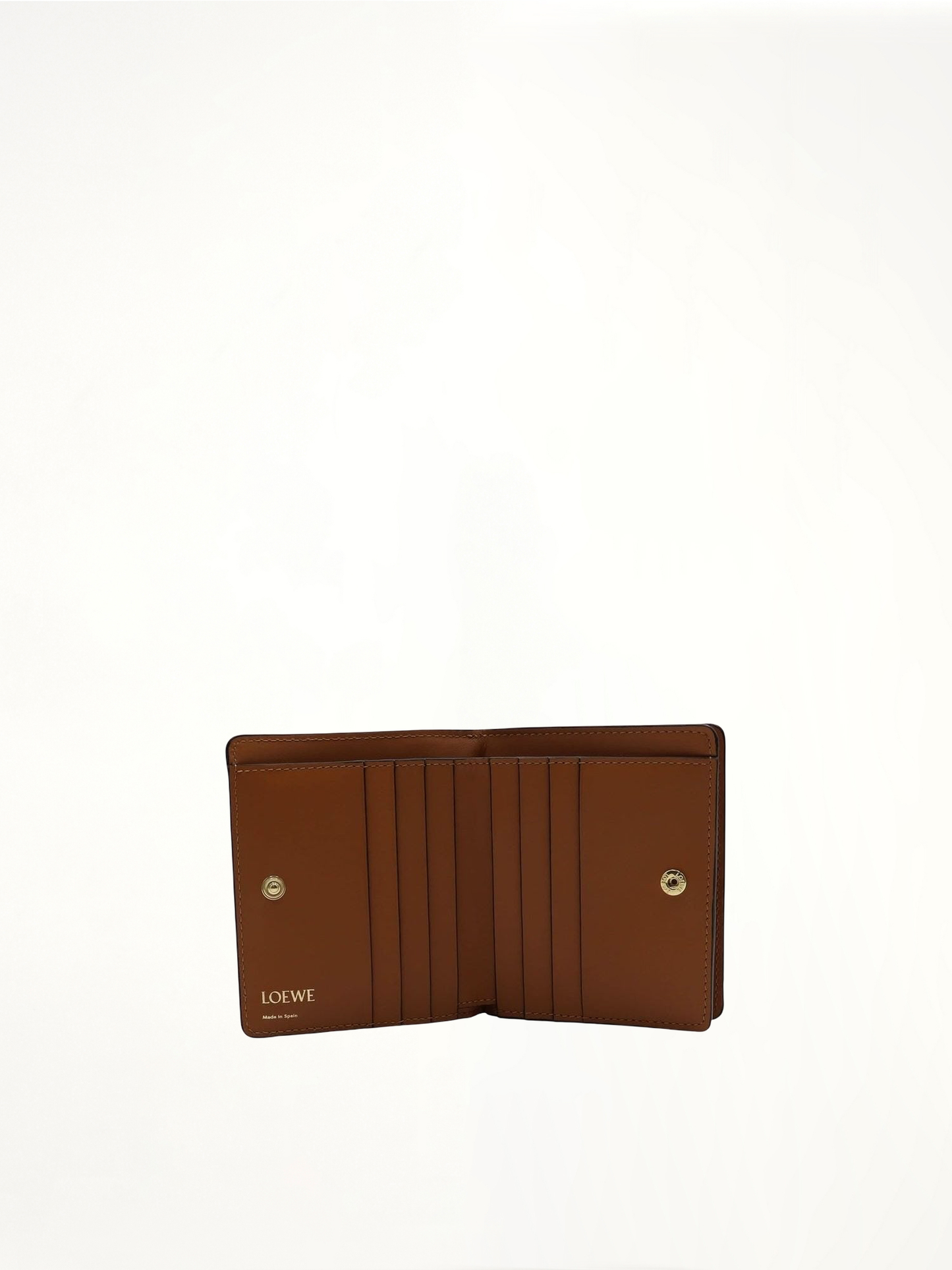 Repeat Compact Zip Wallet in Embossed Calfskin in Tan