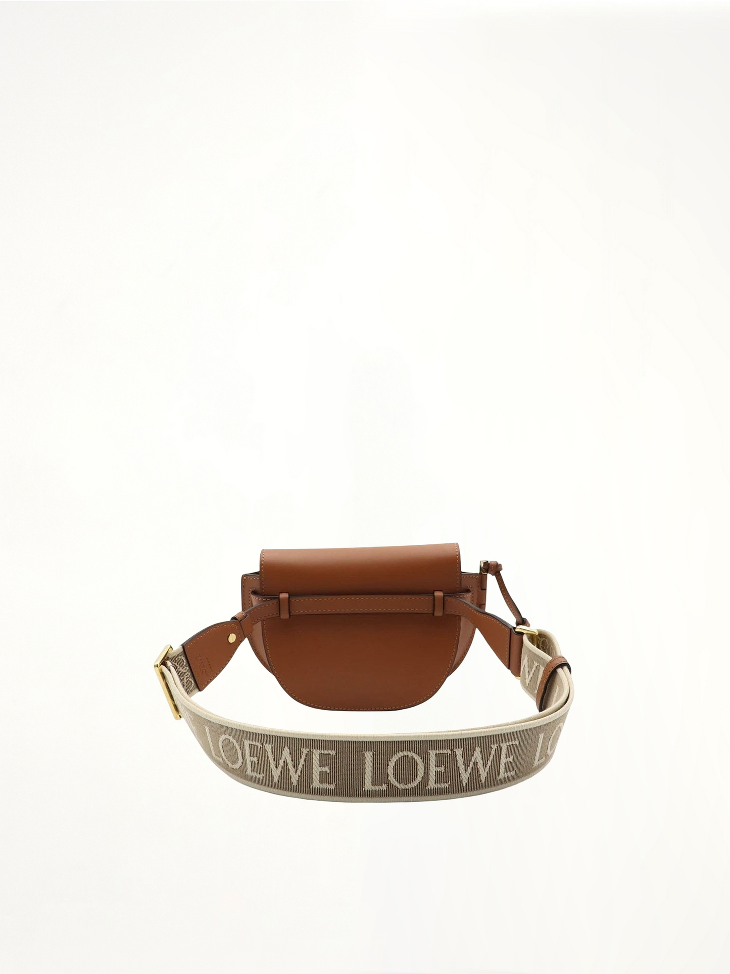 Mini Gate Dual Bag in Soft Calfskin and Jacquard Strap in Tan