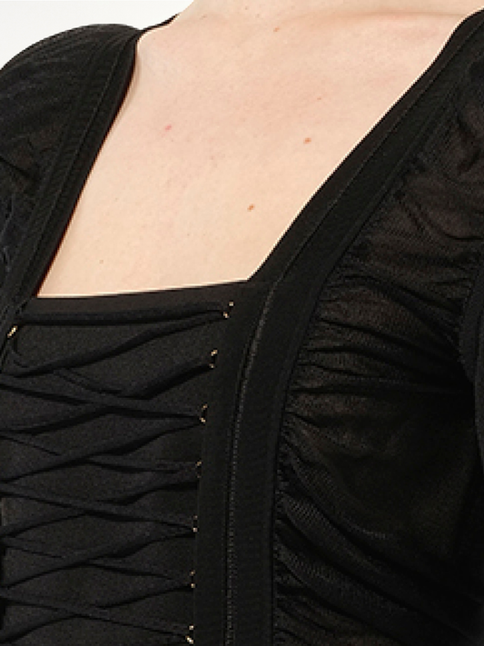 Maille Knit Const Dress in Black