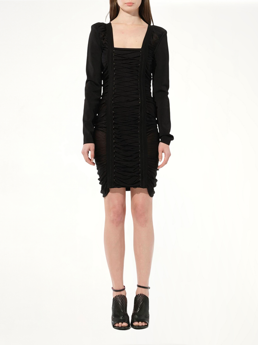 Maille Knit Const Dress in Black