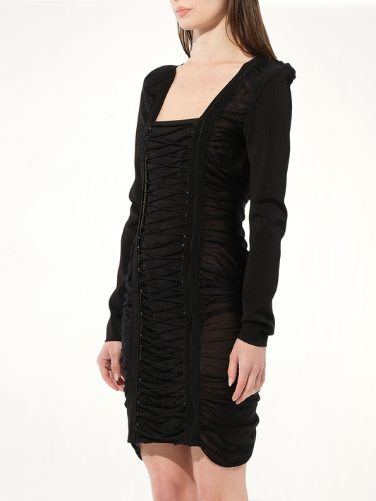 Maille Knit Const Dress in Black