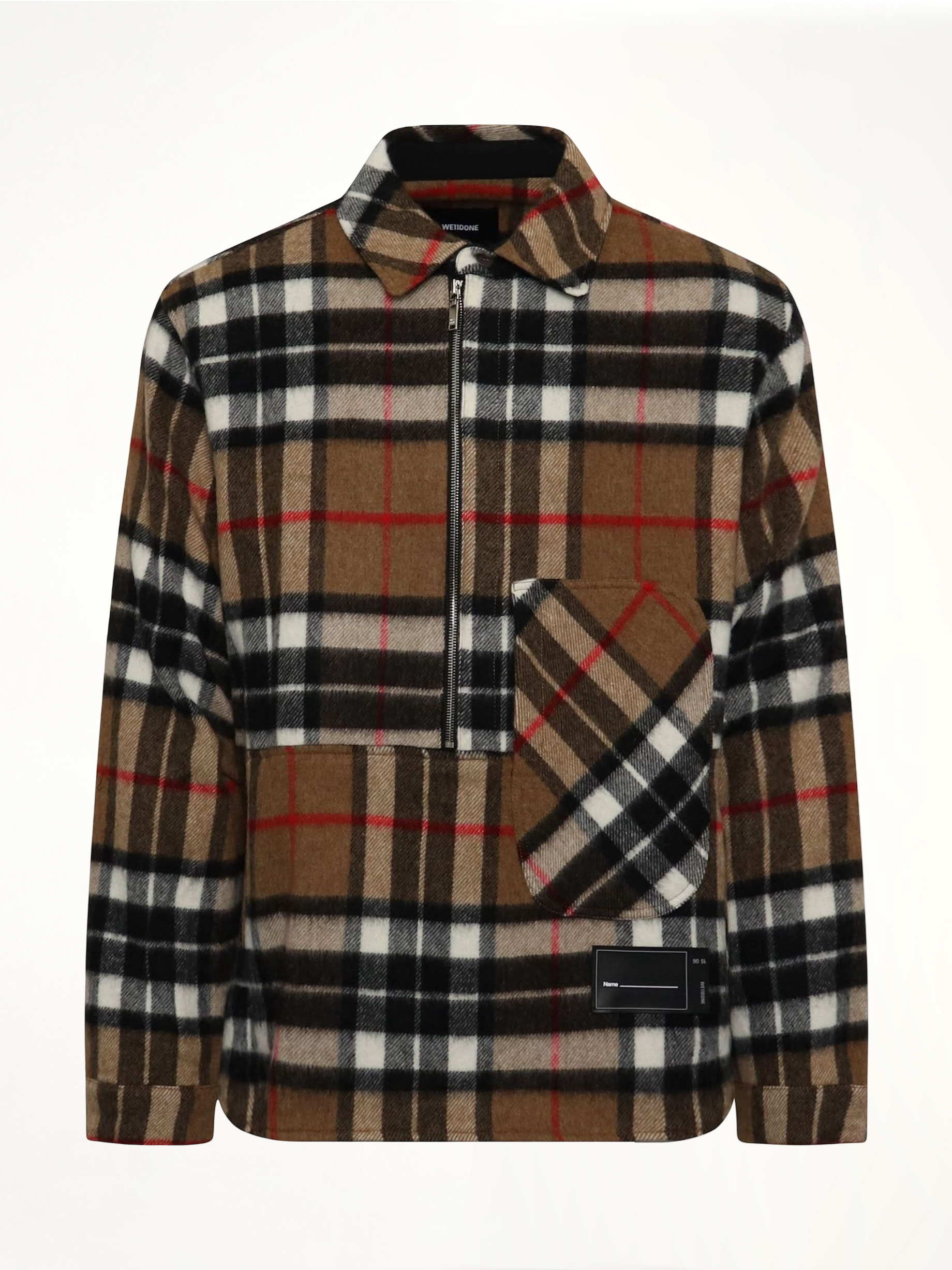 Check Anorak Wool Shirt in Camel