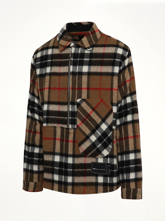 Check Anorak Wool Shirt in Camel
