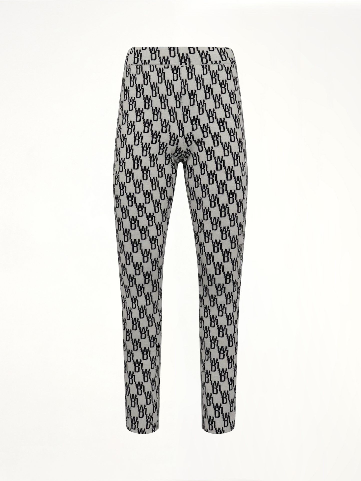 Fitted Knit Side Open Jacquard Trouser in Ivory