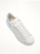 Larry Oversized Sneaker in White/Powder Blue Top View | ALEXANDER MCQUEEN