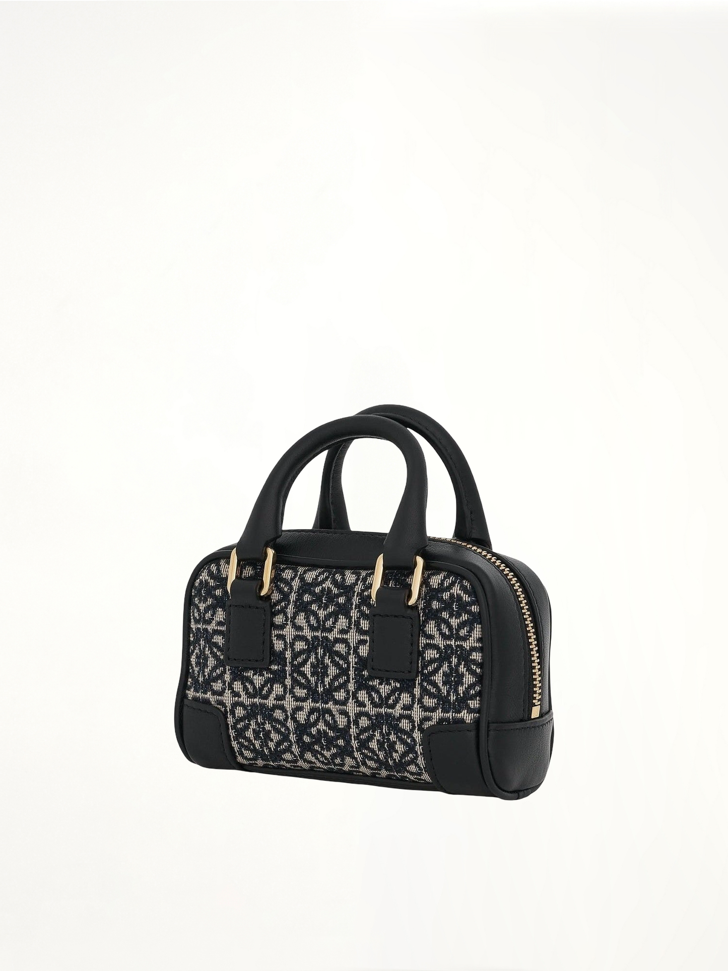 Nano Amazona Bag in Anagram Jacquard and Calfskin in Navy