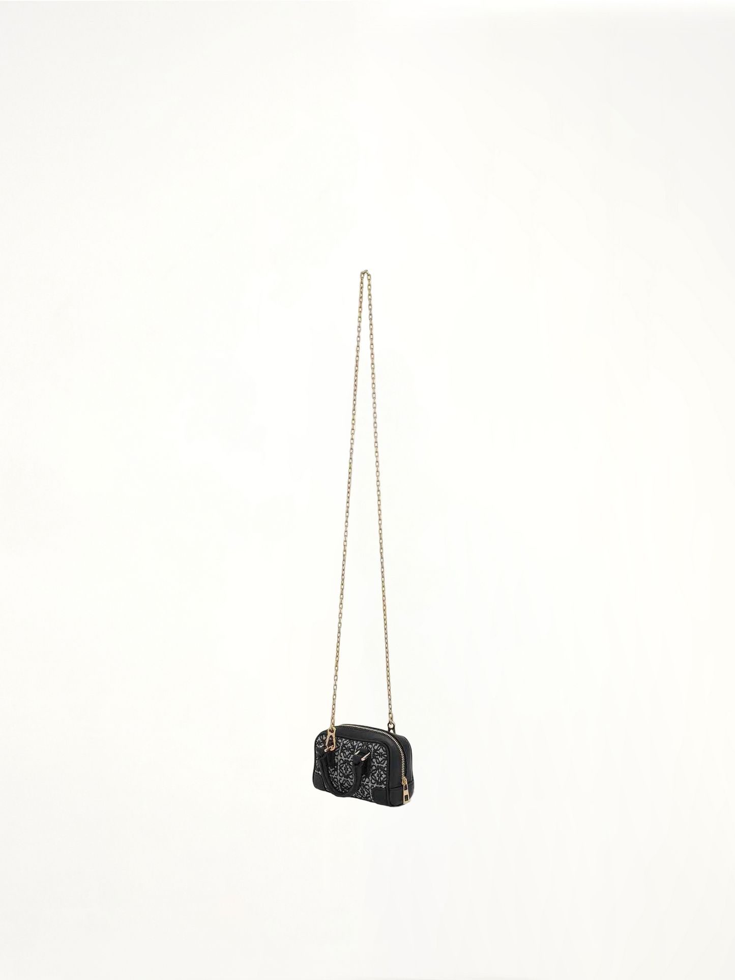 Nano Amazona Bag in Anagram Jacquard and Calfskin in Navy