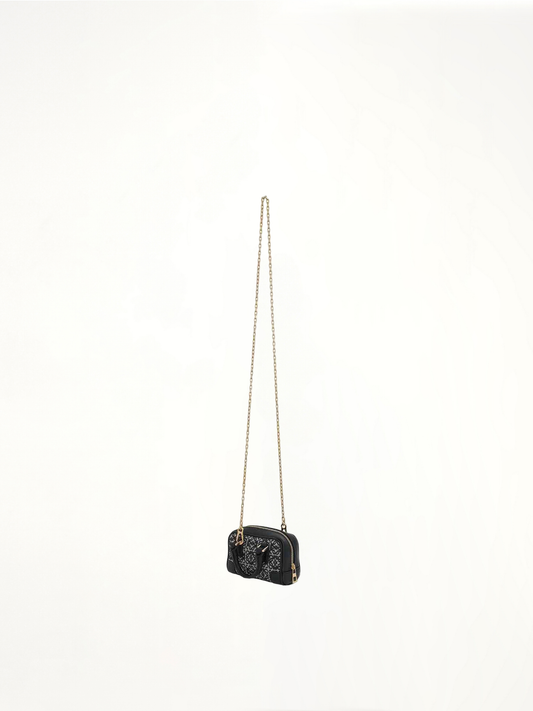 Nano Amazona Bag in Anagram Jacquard and Calfskin in Navy