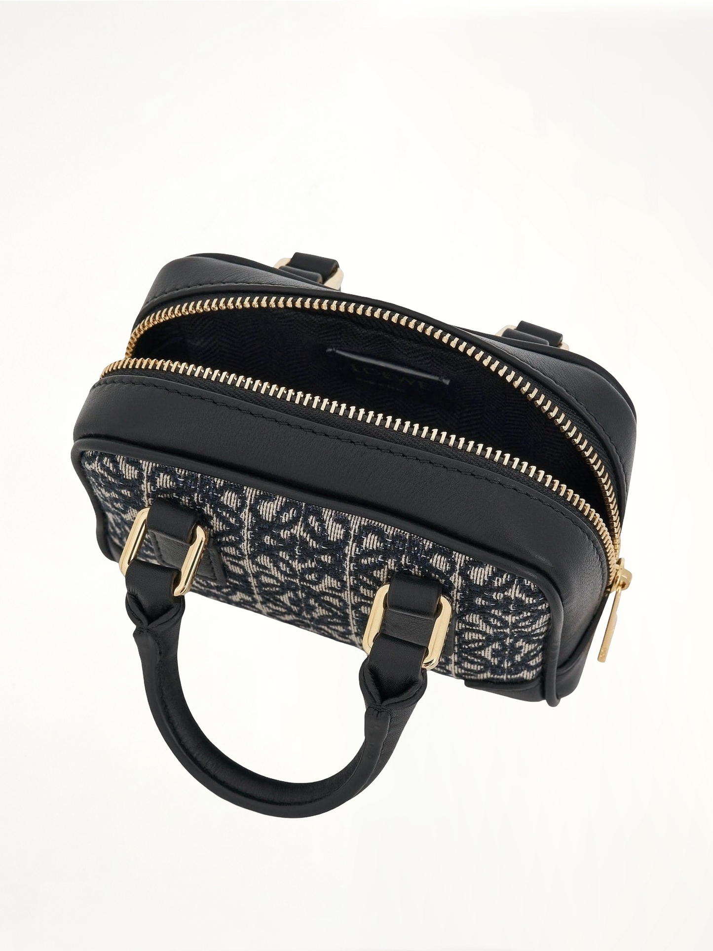 Nano Amazona Bag in Anagram Jacquard and Calfskin in Navy