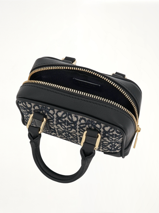 Nano Amazona Bag in Anagram Jacquard and Calfskin in Navy