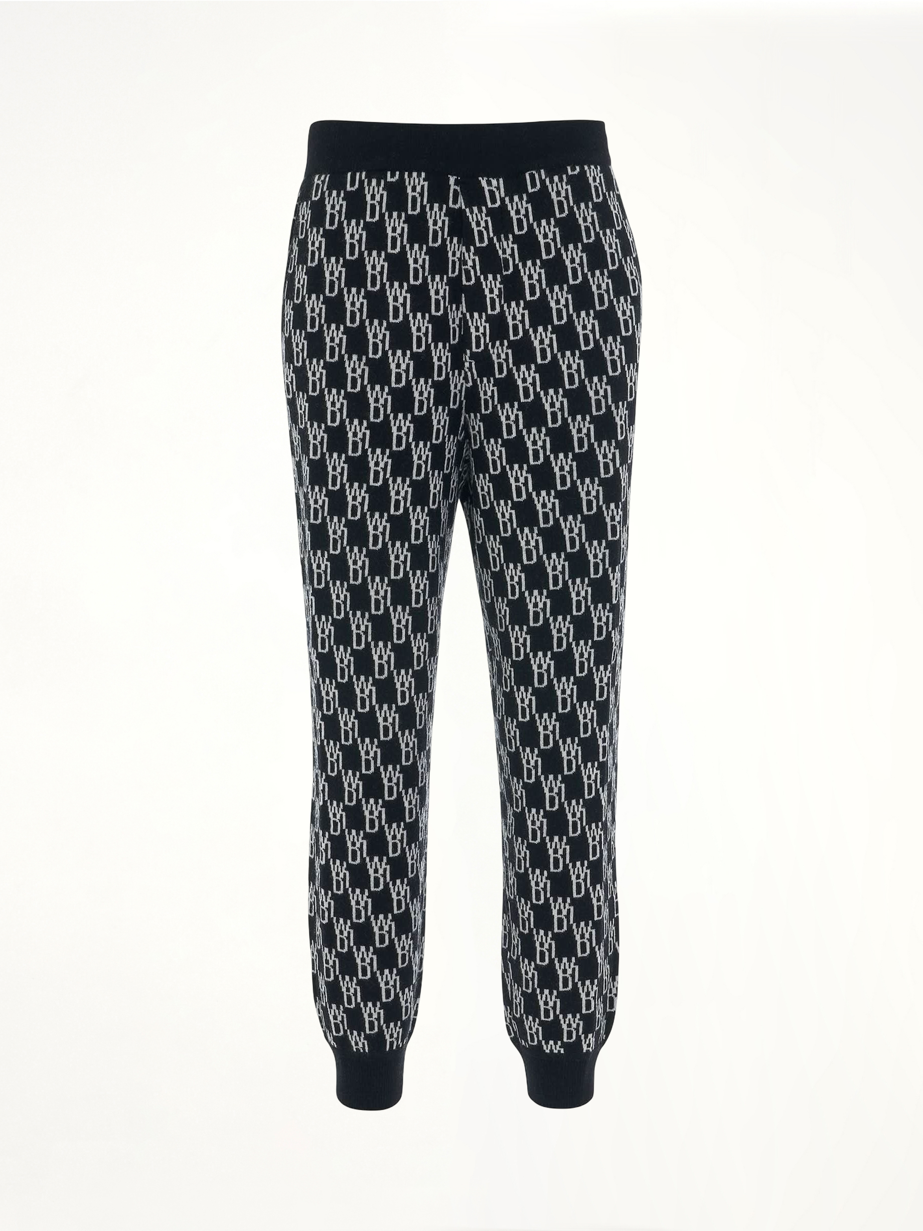 Monogram Knit Jacquard Trouser in Black