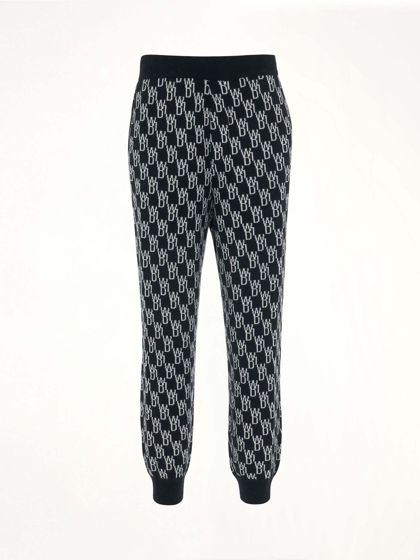 Monogram Knit Jacquard Trouser in Black