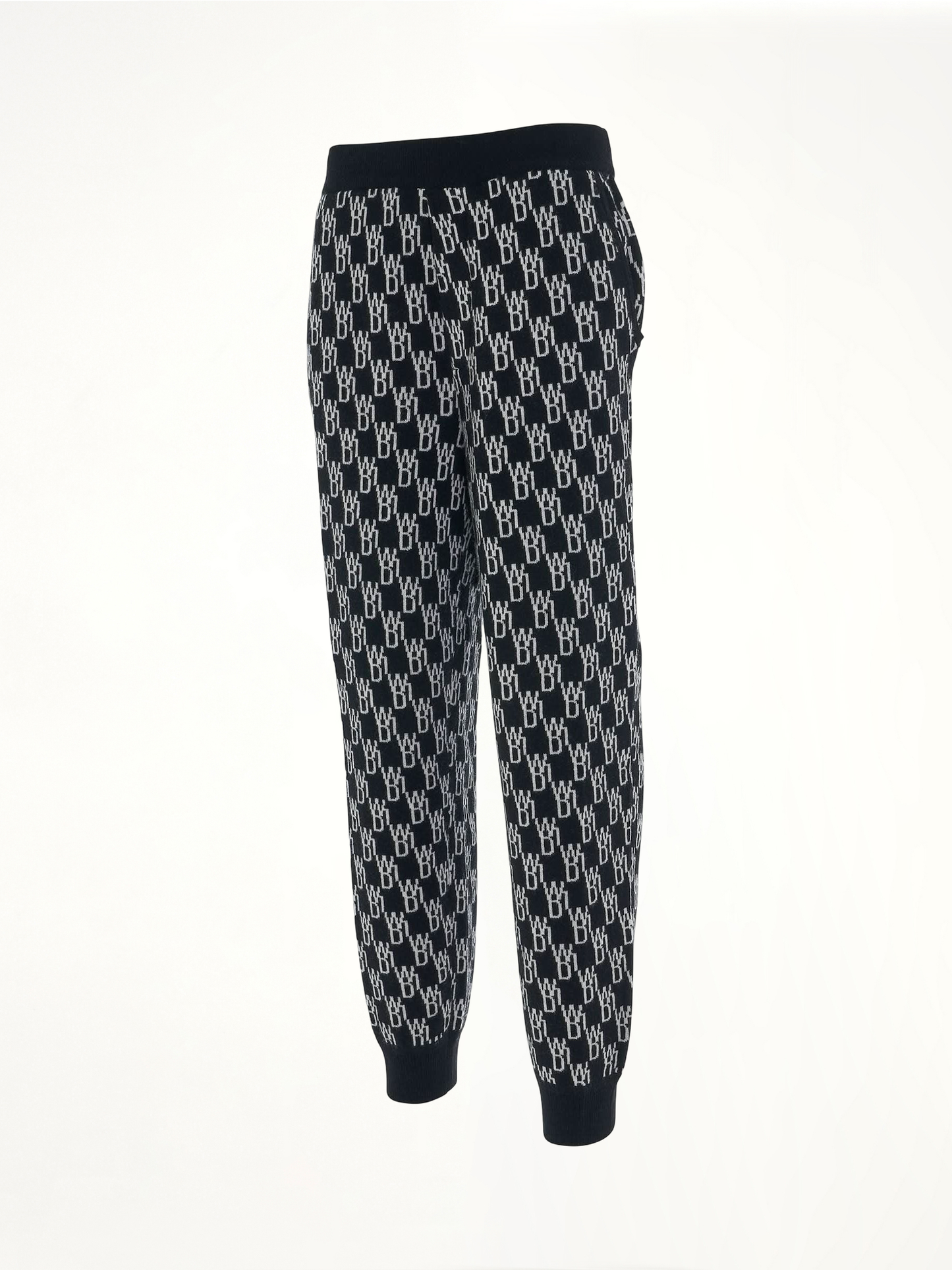 Monogram Knit Jacquard Trouser in Black