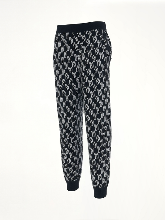 Monogram Knit Jacquard Trouser in Black