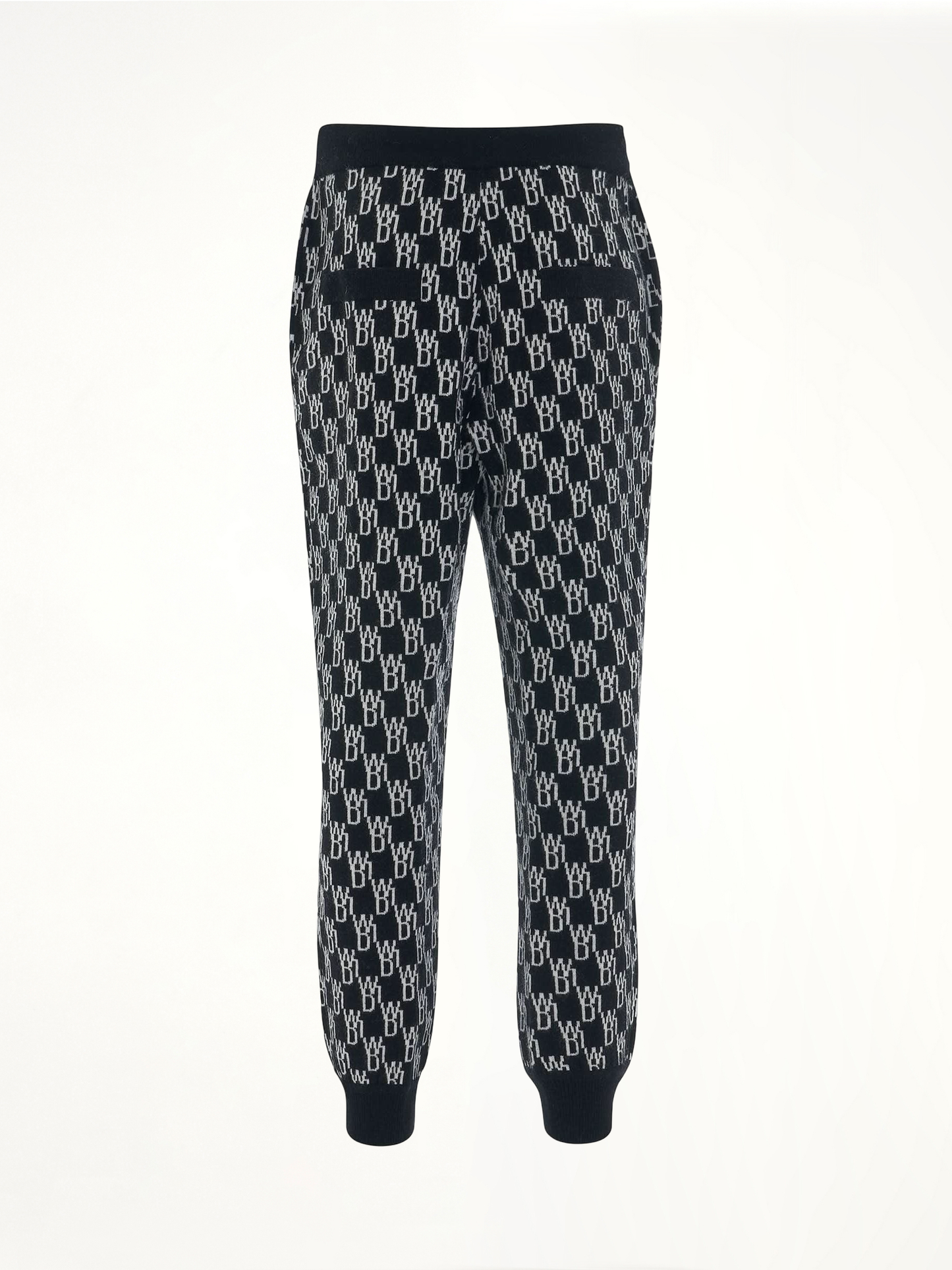 Monogram Knit Jacquard Trouser in Black