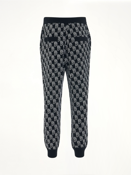 Monogram Knit Jacquard Trouser in Black