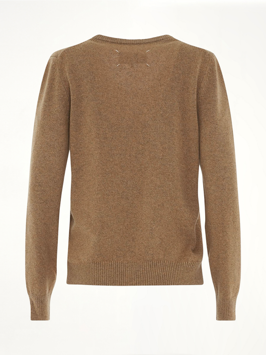 Knit Long Sleeve Pullover in Beige