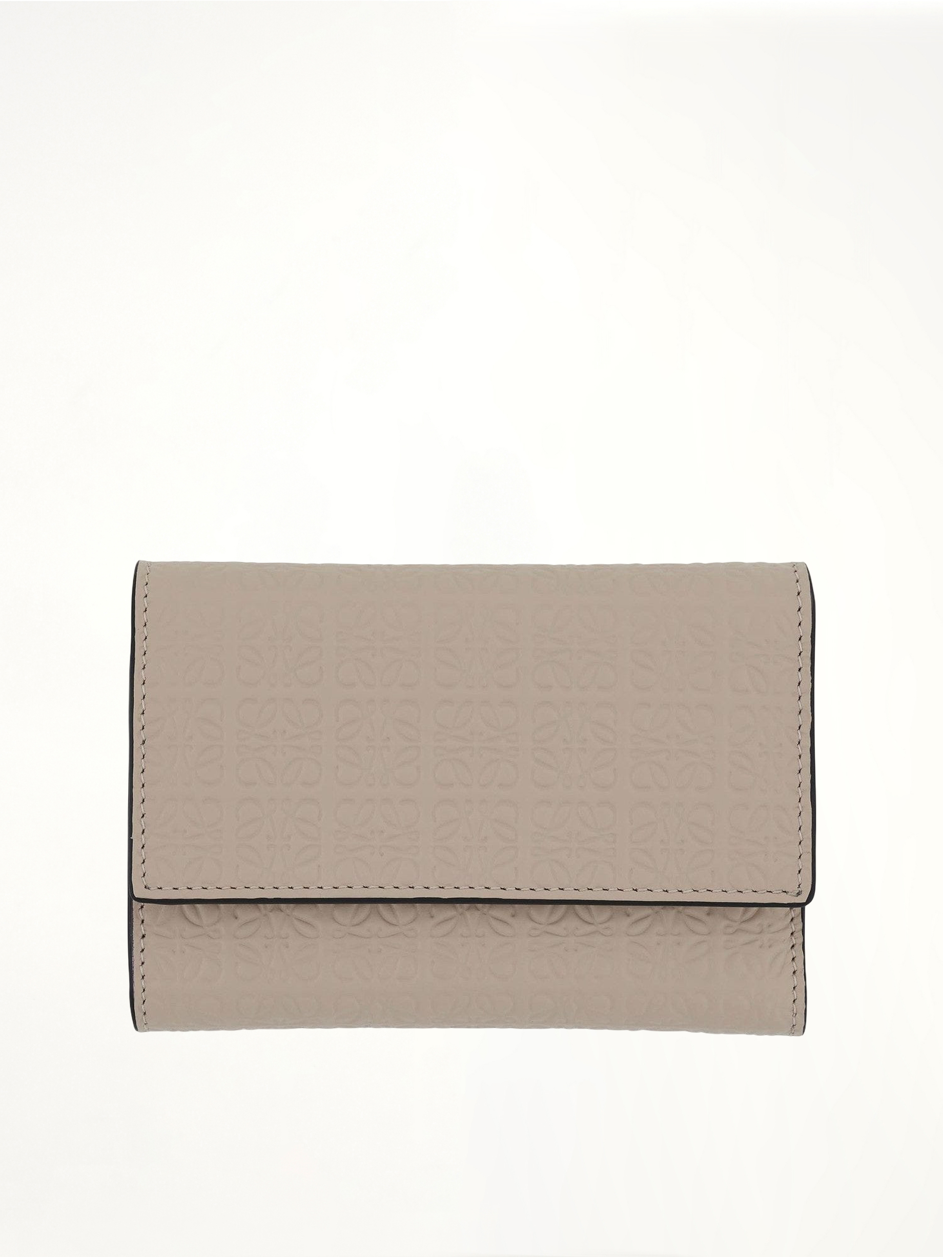 Repeat Small Vertical Wallet in Embossed Calfskin in Light Oat