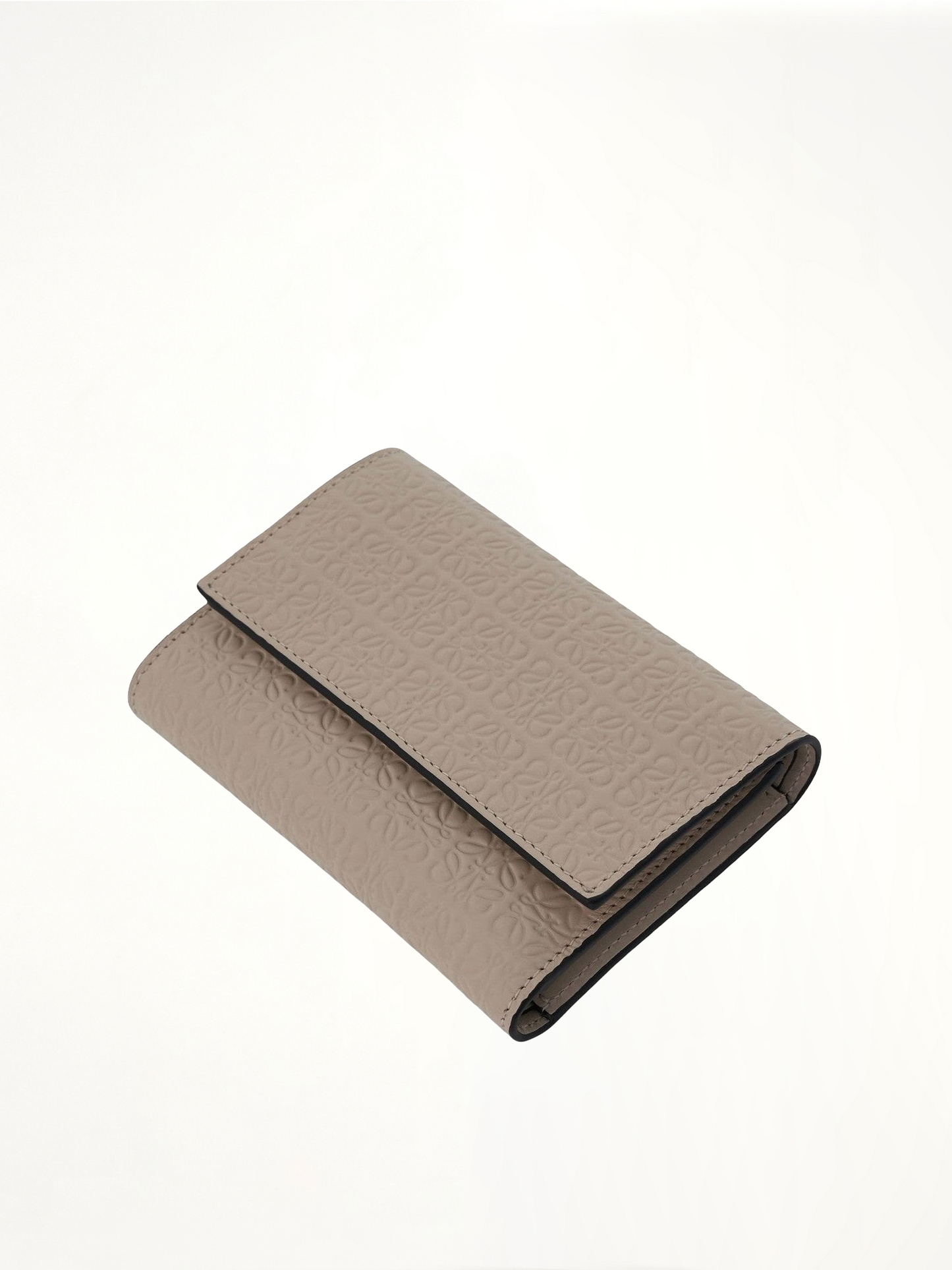 Repeat Small Vertical Wallet in Embossed Calfskin in Light Oat