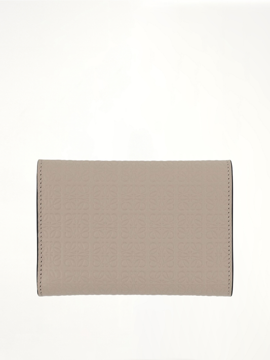 Repeat Small Vertical Wallet in Embossed Calfskin in Light Oat