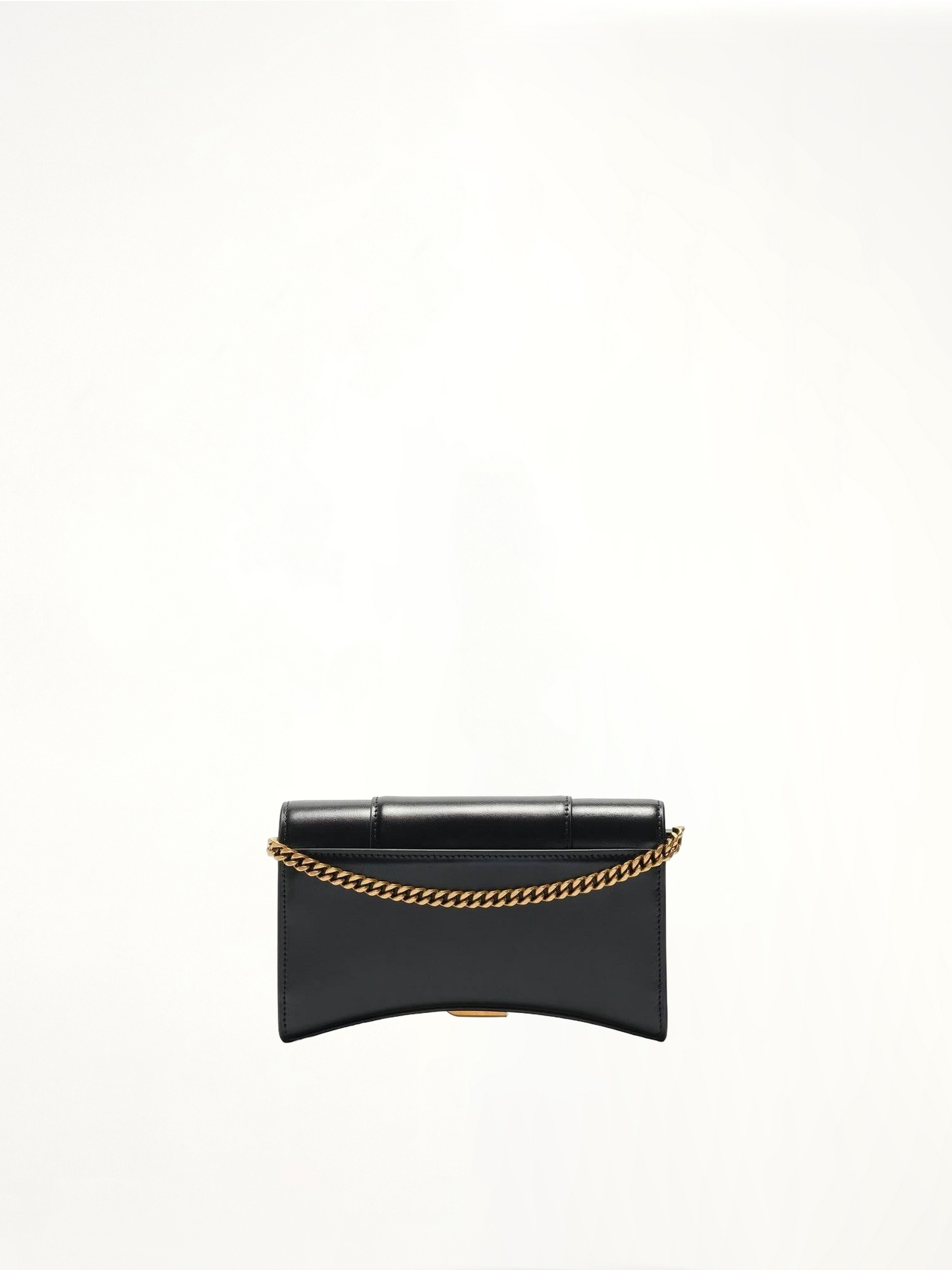 Hourglass Wallet On Chain in Black Smooth Leather