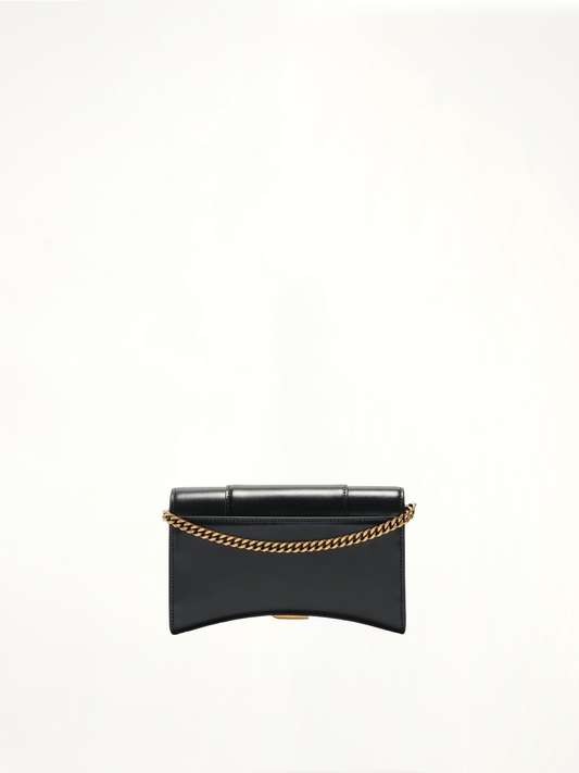 Hourglass Wallet On Chain in Black Smooth Leather