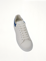 Larry Oversized Sneaker in White/Paris Blue Top View | ALEXANDER MCQUEEN