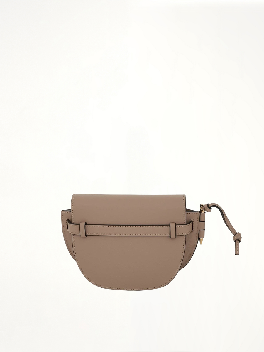 Mini Gate Dual Bag in Soft Calfskin and Jacquard Strap in Sand