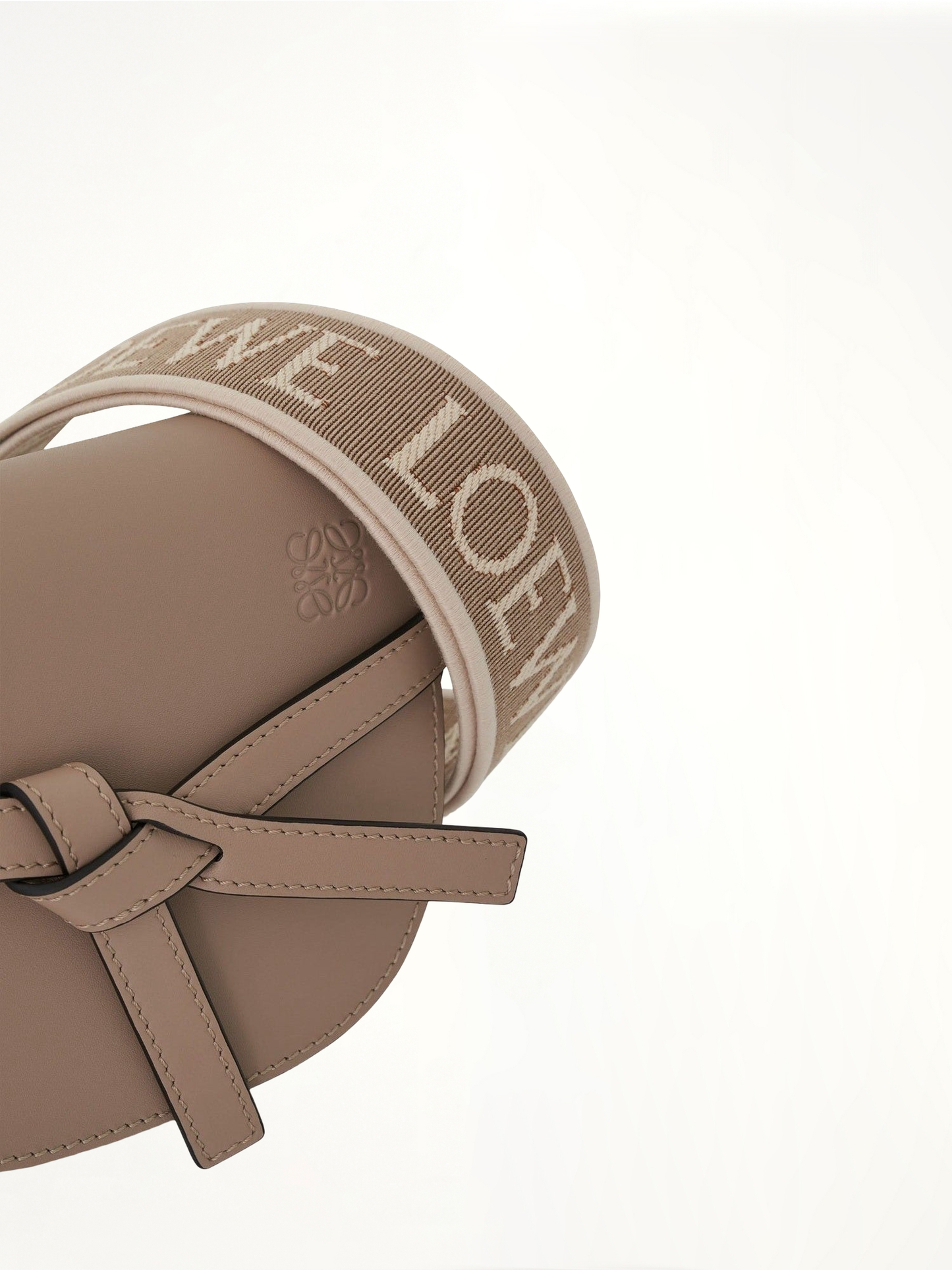 Mini Gate Dual Bag in Soft Calfskin and Jacquard Strap in Sand