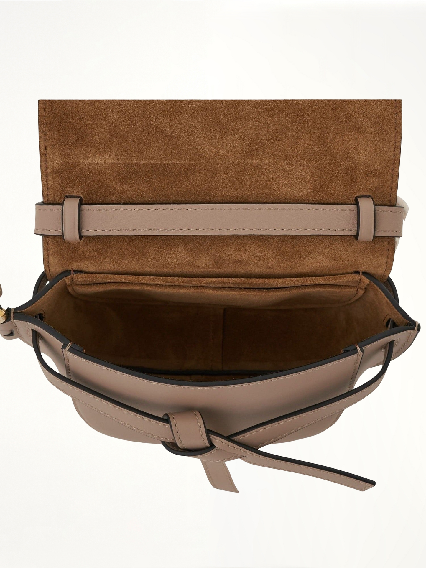 Mini Gate Dual Bag in Soft Calfskin and Jacquard Strap in Sand