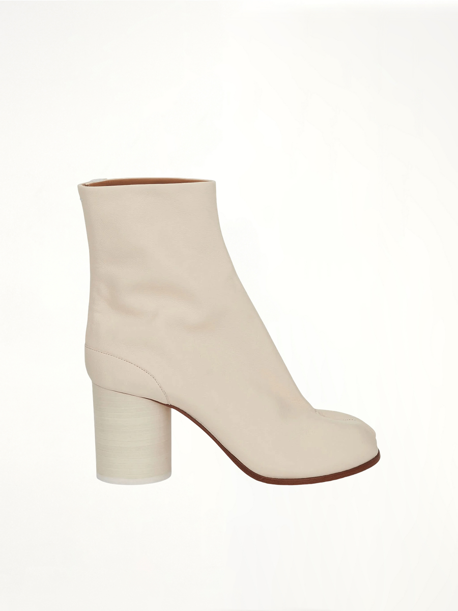 Tabi Ankle Boots 8cm Heel in White Side View | MAISON MARGIELA