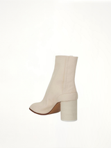 Tabi Ankle Boots 8cm Heel in White Back View | MAISON MARGIELA