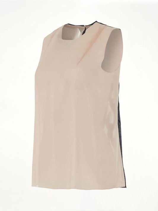Silk Blend Short Sleeve Top in Skin