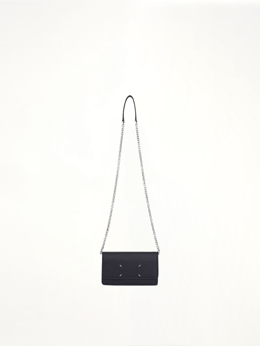 Four Stitches Chain Wallet in Black