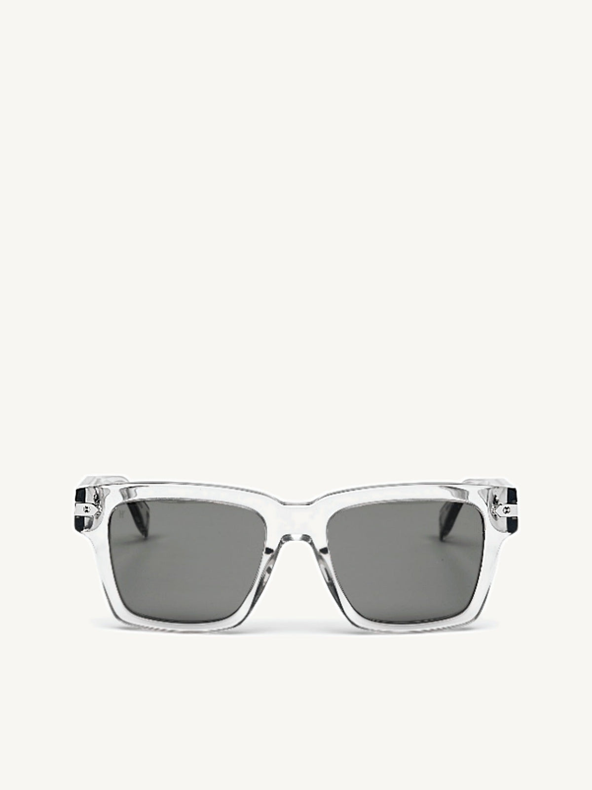 Crystal Square Acetate Sunglasses with Solid Smoke Lens