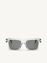 Crystal Square Acetate Sunglasses with Solid Smoke Lens