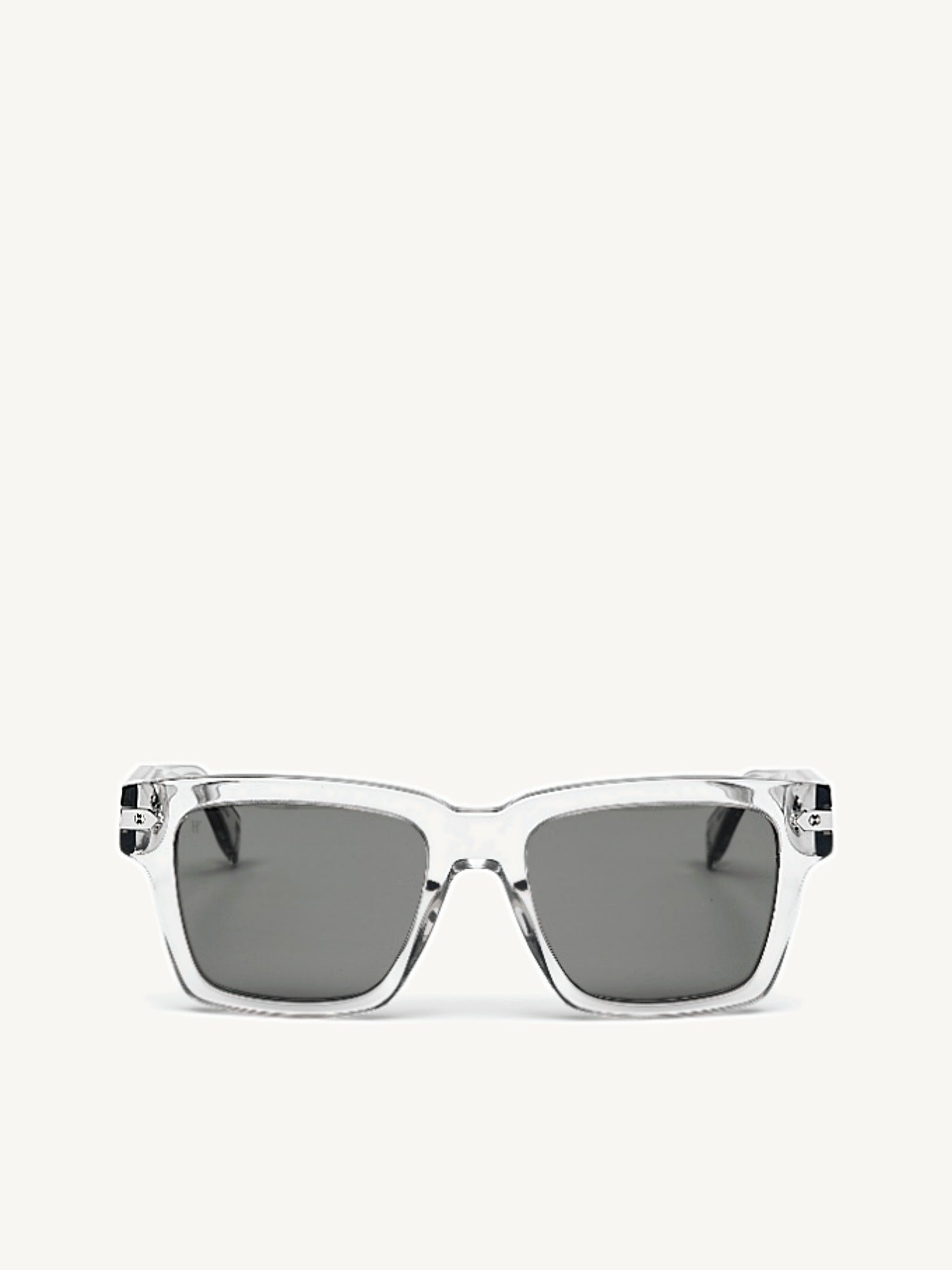 Crystal Square Acetate Sunglasses with Solid Smoke Lens