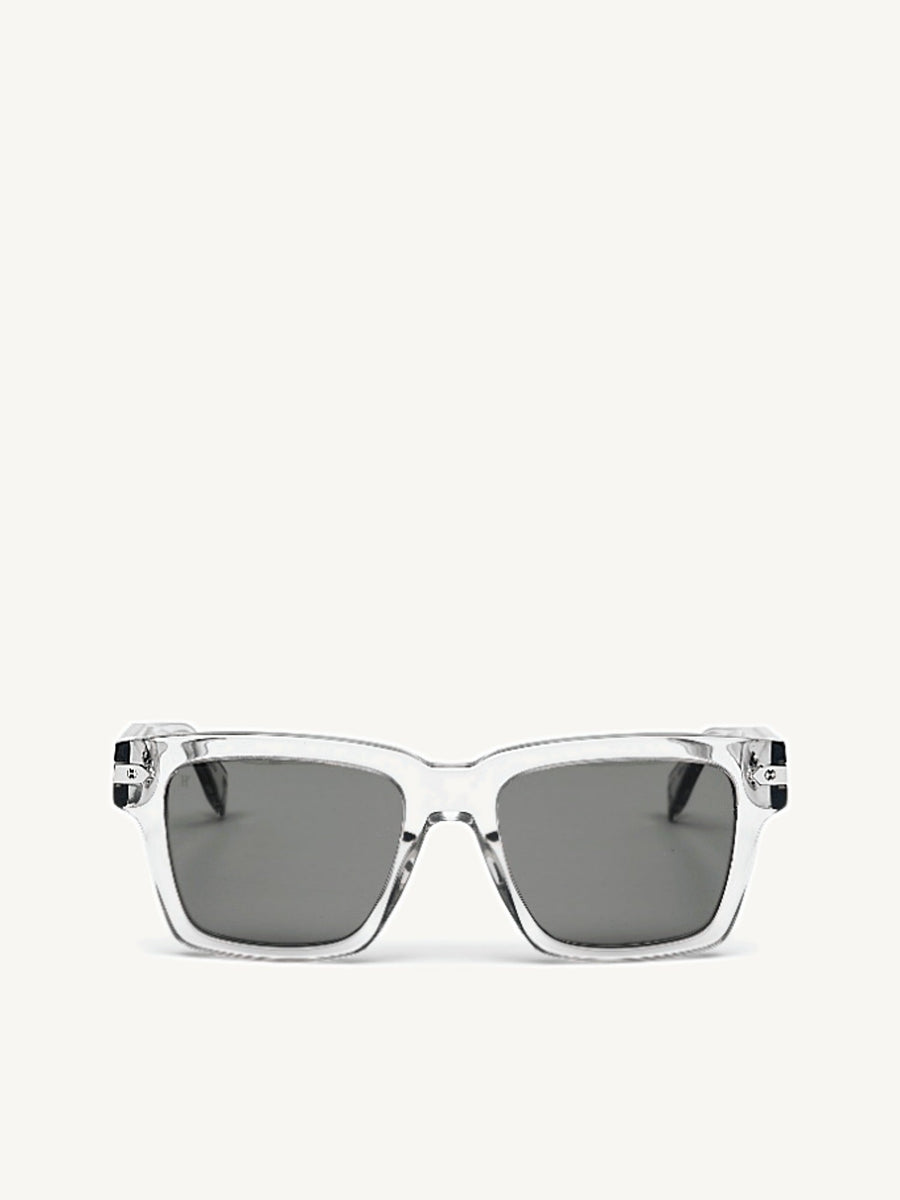 Crystal Square Acetate Sunglasses with Solid Smoke Lens