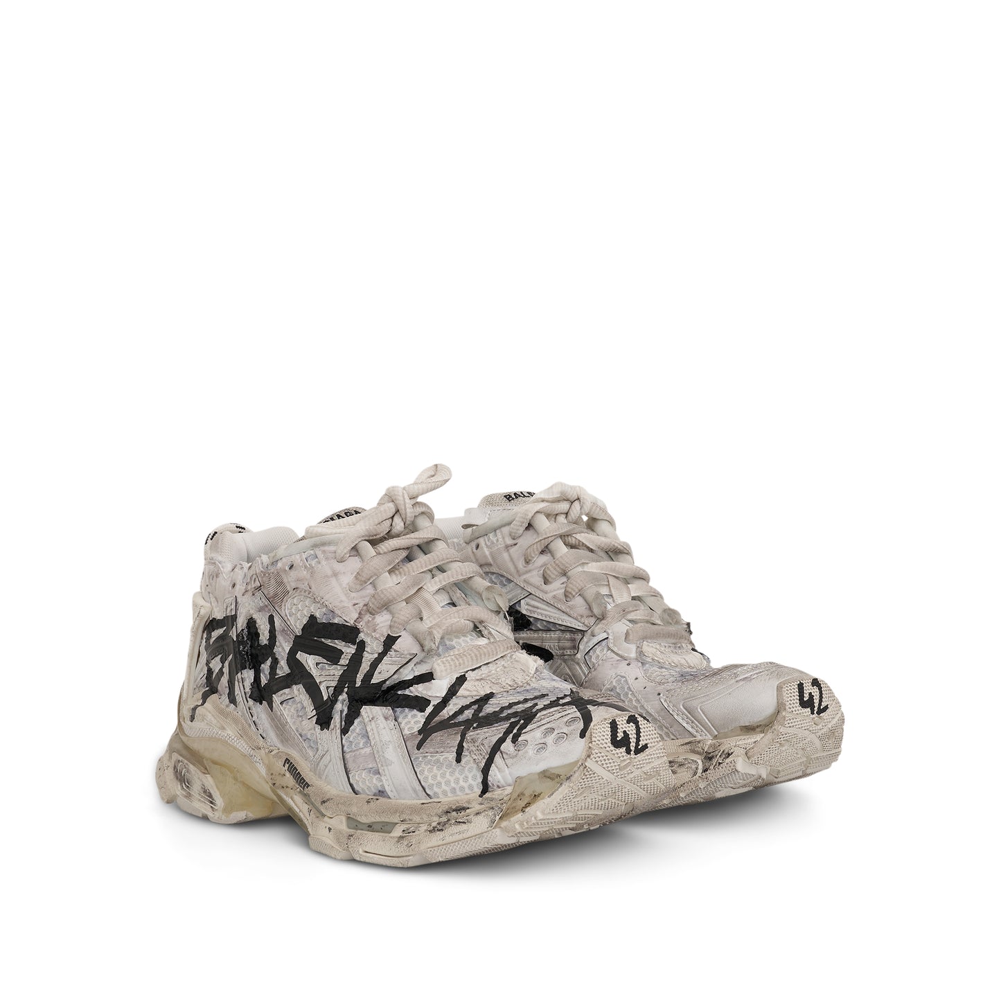 Runner Graffiti Sneaker in White/Black