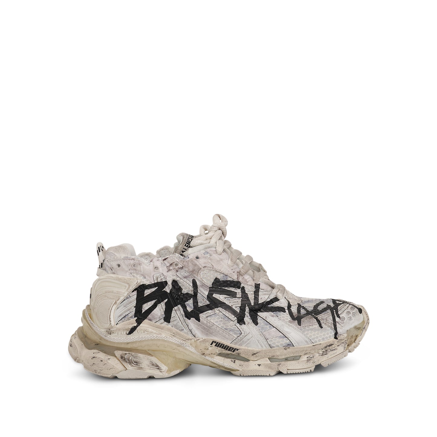 Runner Graffiti Sneaker in White/Black