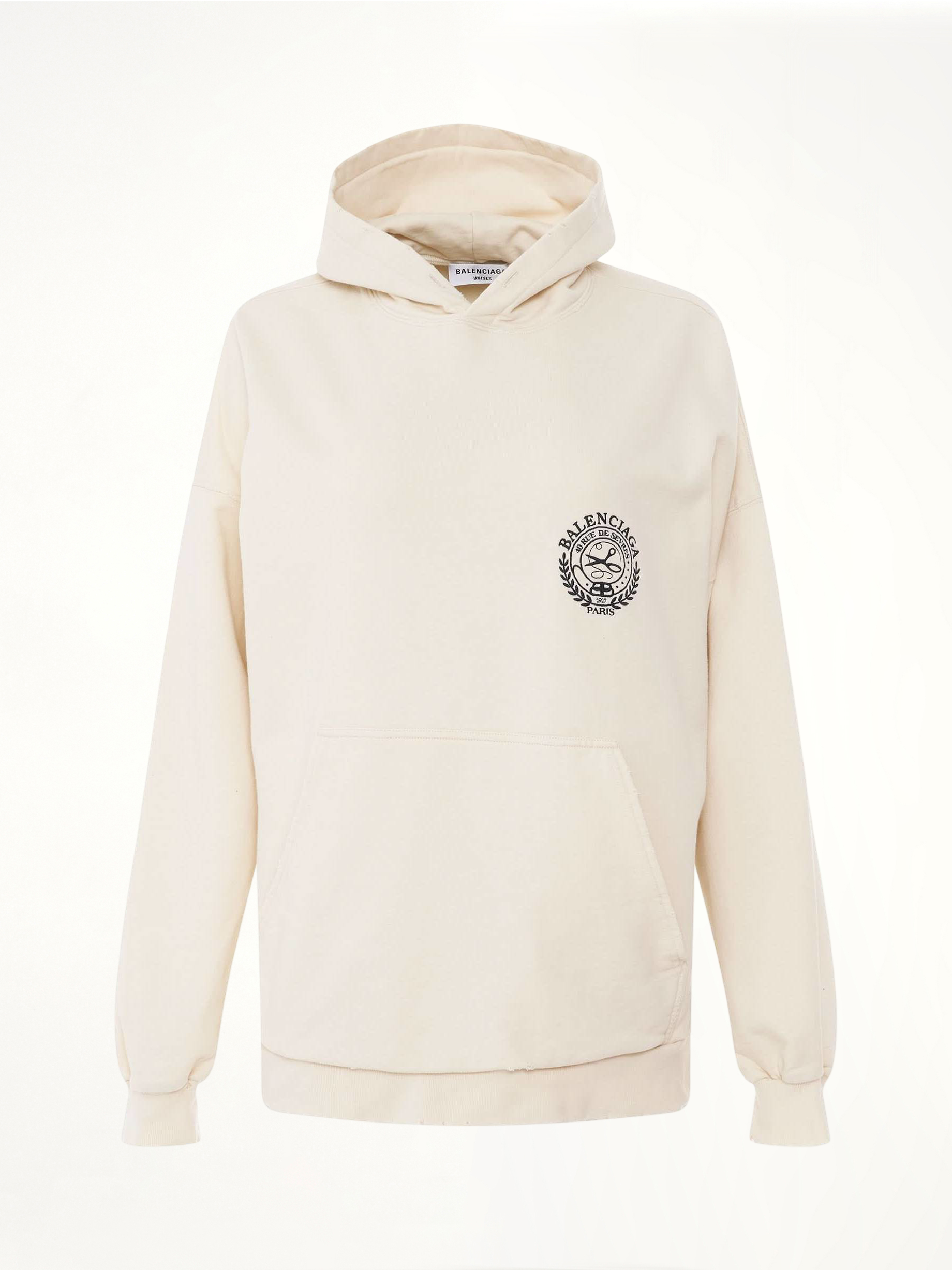 Scissors Crest Embroidered Wide Fit Hoodie in Cream