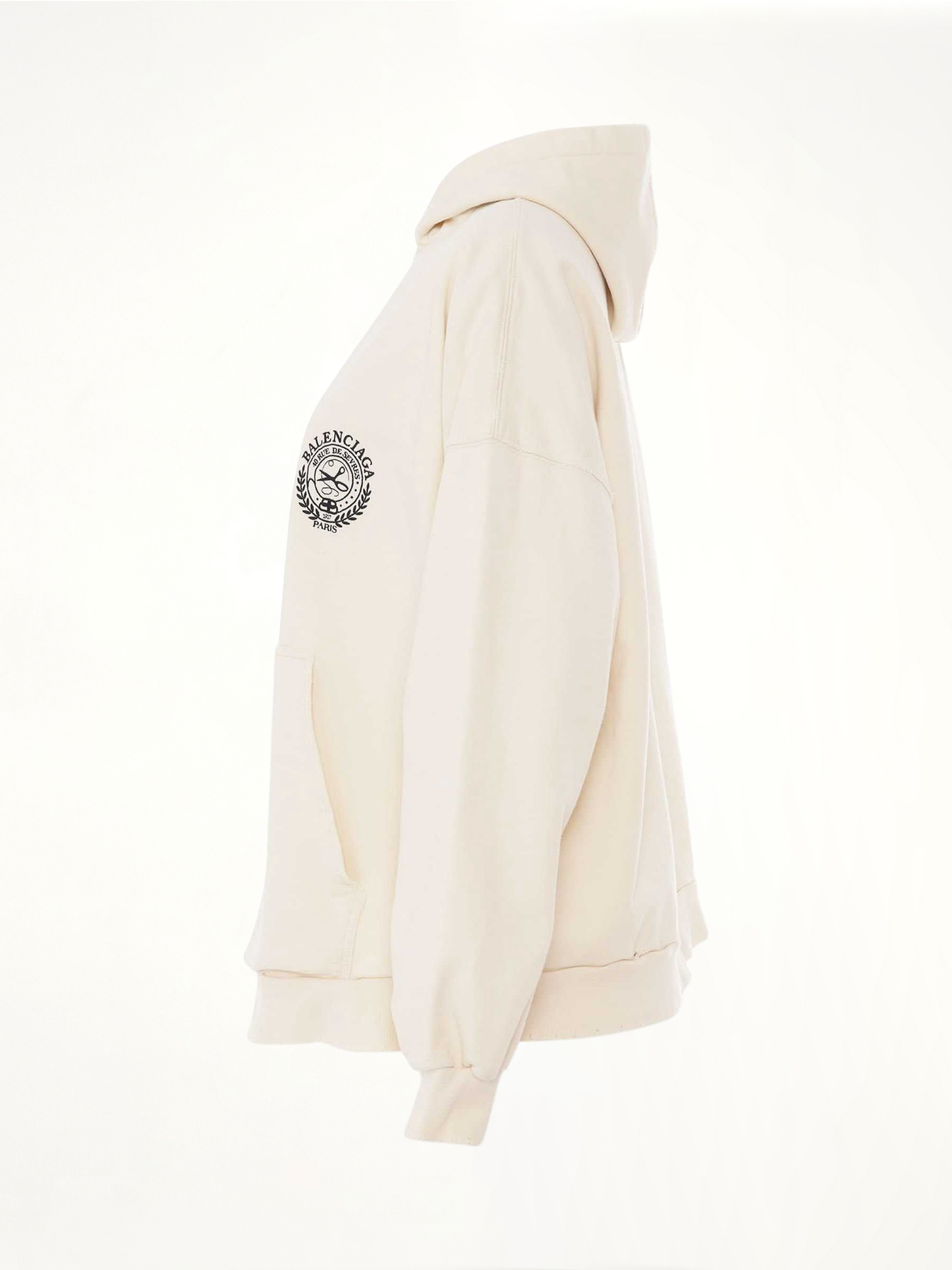 Scissors Crest Embroidered Wide Fit Hoodie in Cream