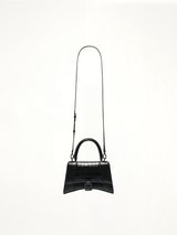 Hourglass Small Croco Embossed Bag in Black